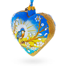Load image into Gallery viewer, Golden Sunrise Bird Heart Glass Ornament