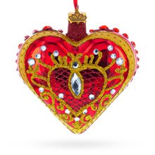 Load image into Gallery viewer, Regal Red Jeweled Glass Heart Ornament