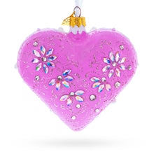 Load image into Gallery viewer, Pink Jeweled Blossom Glass Heart Ornament
