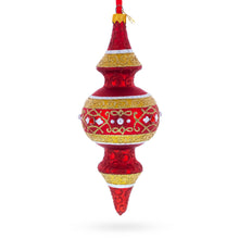 Load image into Gallery viewer, Golden Scroll &amp; Pearl Trim Double-Ended Finial Drop Glass Christmas Ornament