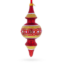 Load image into Gallery viewer, Golden Scroll &amp; Pearl Trim Double-Ended Finial Drop Glass Christmas Ornament