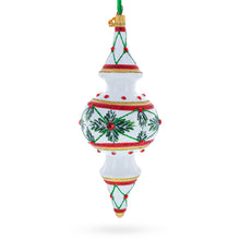 Load image into Gallery viewer, Winter Lattice &amp; Holly Star Jeweled Double-Ended Finial Drop Glass Christmas Ornament
