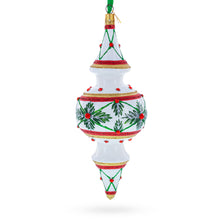 Load image into Gallery viewer, Winter Lattice &amp; Holly Star Jeweled Double-Ended Finial Drop Glass Christmas Ornament