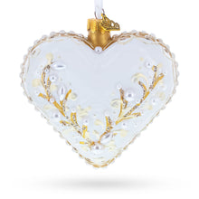Load image into Gallery viewer, Winter Pearl Vine Jeweled Glass Heart Ornament