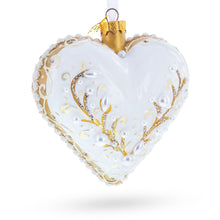 Load image into Gallery viewer, Winter Pearl Vine Jeweled Glass Heart Ornament