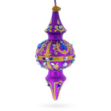 Load image into Gallery viewer, Royal Jewel Embellishments Gold Filigree Double-Ended Finial Drop Glass Christmas Ornament