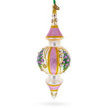 Load image into Gallery viewer, Pink Embossed  Blossom Double-Ended Finial Drop Glass Christmas Ornament