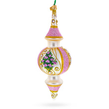 Load image into Gallery viewer, Pink Embossed  Blossom Double-Ended Finial Drop Glass Christmas Ornament