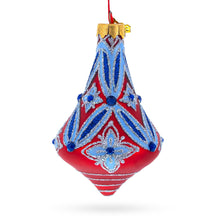 Load image into Gallery viewer, Blue Geometrical Bell Finial Glass Christmas Ornament
