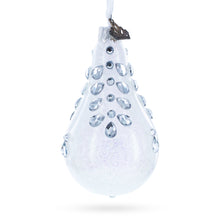 Load image into Gallery viewer, Diamonds on Clear Waterdrop Finial Glass Christmas Ornament