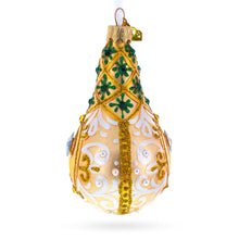 Load image into Gallery viewer, Swirls on Champagne Bejeweled Pear Shape Glass Ornament
