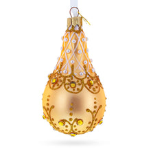 Load image into Gallery viewer, Pearls on Gold Glass Pear Shape Ornament