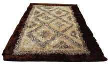 Load image into Gallery viewer, DaDa Bedding Shaggy Soft Viscose Champagne Brown Geometric Diamond Large Area Carpet Rug