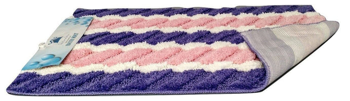 Tache Super Absorbent Purple and Pink Striped Microfiber Wild Flower Floor Mats / Rugs