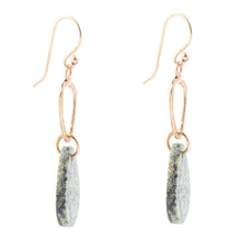 Load image into Gallery viewer, Russian Serpentine and Bronze Drop Earrings