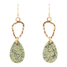 Load image into Gallery viewer, Russian Serpentine and Bronze Drop Earrings