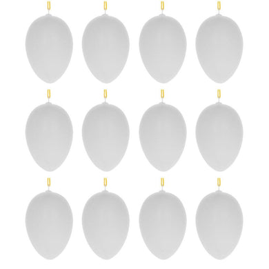 Set of 12 White Blank Hollow Plastic Easter Egg Ornaments 2.6 Inches