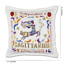 Load image into Gallery viewer, Sagittarius Astrology Hand-Embroidered Pillow by Cat Studio