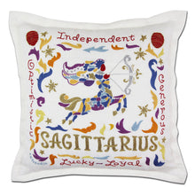 Load image into Gallery viewer, Sagittarius Astrology Hand-Embroidered Pillow by Cat Studio