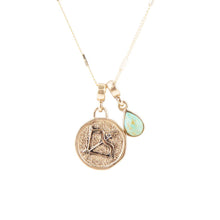 Load image into Gallery viewer, Sagittarius - Zodiac Blue Turquoise Golden Charm Necklace
