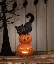 Load image into Gallery viewer, Small Pumpkin Stack Black Cat | Halloween Decor | Bethany Lowe