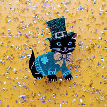 Load image into Gallery viewer, Saint Patrick&#39;s Kitty Brooch by Cherryloco