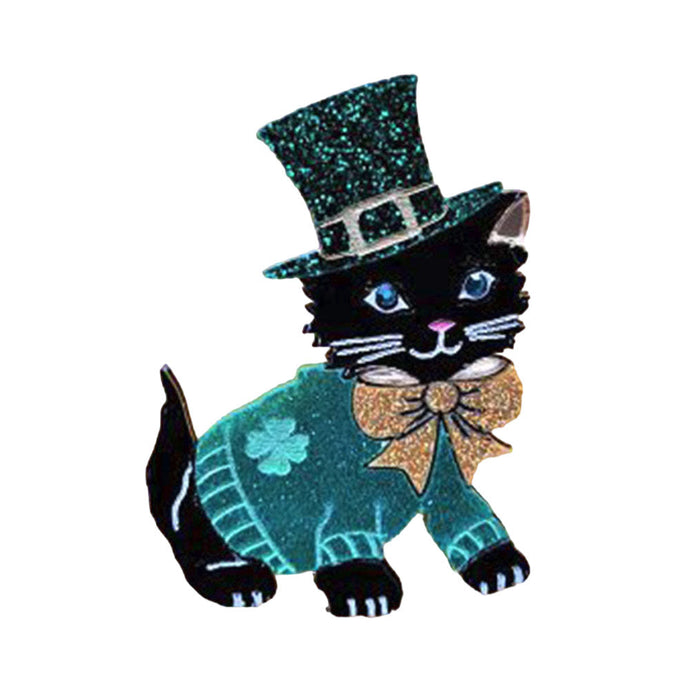 Saint Patrick's Kitty Brooch by Cherryloco