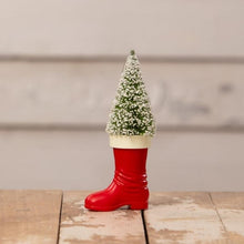 Load image into Gallery viewer, Santa Boot with Bottle Brush Tree Ornament