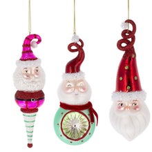 Load image into Gallery viewer, Vintage Santa Reflector Glass Ornaments Set of 3