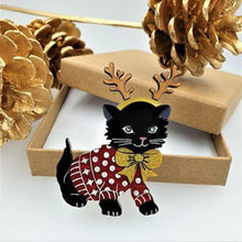 Load image into Gallery viewer, Santa&#39;s Little Helper Cat Brooch by Cherryloco Jewellery