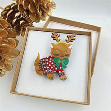Load image into Gallery viewer, Santa&#39;s Little Helper Cat Brooch by Cherryloco Jewellery