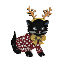 Load image into Gallery viewer, Santa&#39;s Little Helper Cat Brooch by Cherryloco Jewellery