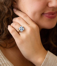 Load image into Gallery viewer, Santorini Blue and White Tile Golden Statement Ring