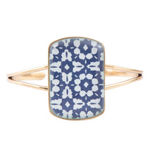 Load image into Gallery viewer, Santorini Cobalt Blue and White Golden Cuff Bracelet