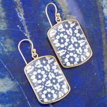 Load image into Gallery viewer, Santorini Cobalt Blue and White Golden Earrings