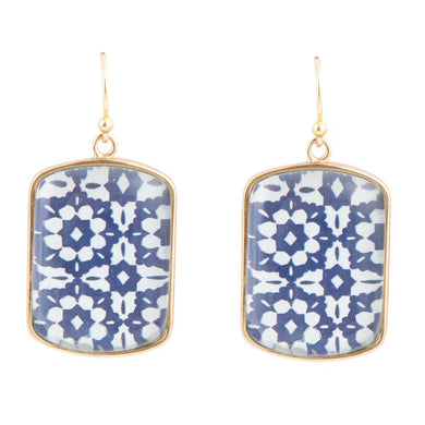 Santorini Cobalt Blue and White Golden Earrings