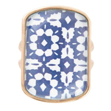Load image into Gallery viewer, Santorini Cobalt Blue and White Golden Ring