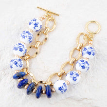 Load image into Gallery viewer, Santorini Cobalt Blue Lapis and Golden Bracelet