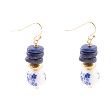Load image into Gallery viewer, Santorini Cobalt Blue Lapis Drop Earrings