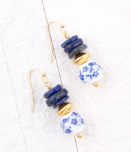 Load image into Gallery viewer, Santorini Cobalt Blue Lapis Drop Earrings