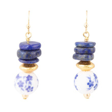 Load image into Gallery viewer, Santorini Cobalt Blue Lapis Drop Earrings