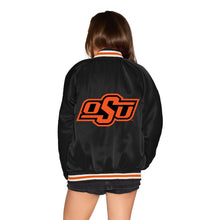 Load image into Gallery viewer, Oklahoma State Satin Letterman Bomber Jacket