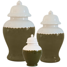 Load image into Gallery viewer, Scallop Color Block Ginger Jars in Moss Green