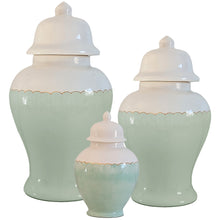 Load image into Gallery viewer, Scallop Color Block Ginger Jars in Sea Glass Green