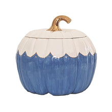 Load image into Gallery viewer, Scalloped Pumpkin Jars with 22K Gold Accents in French Blue