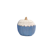 Load image into Gallery viewer, Scalloped Pumpkin Jars with 22K Gold Accents in French Blue