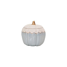 Load image into Gallery viewer, Scalloped Pumpkin Jars with 22K Gold Accents in Light Blue