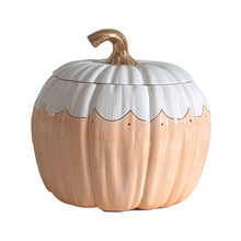 Load image into Gallery viewer, Scalloped Pumpkin Jars with 22K Gold Accents in Sheer Orange