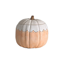 Load image into Gallery viewer, Scalloped Pumpkin Jars with 22K Gold Accents in Sheer Orange
