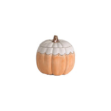 Load image into Gallery viewer, Scalloped Pumpkin Jars with 22K Gold Accents in Sheer Orange